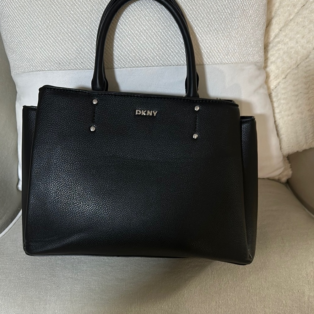DKNY Black Pebbled Leather Tote Bag